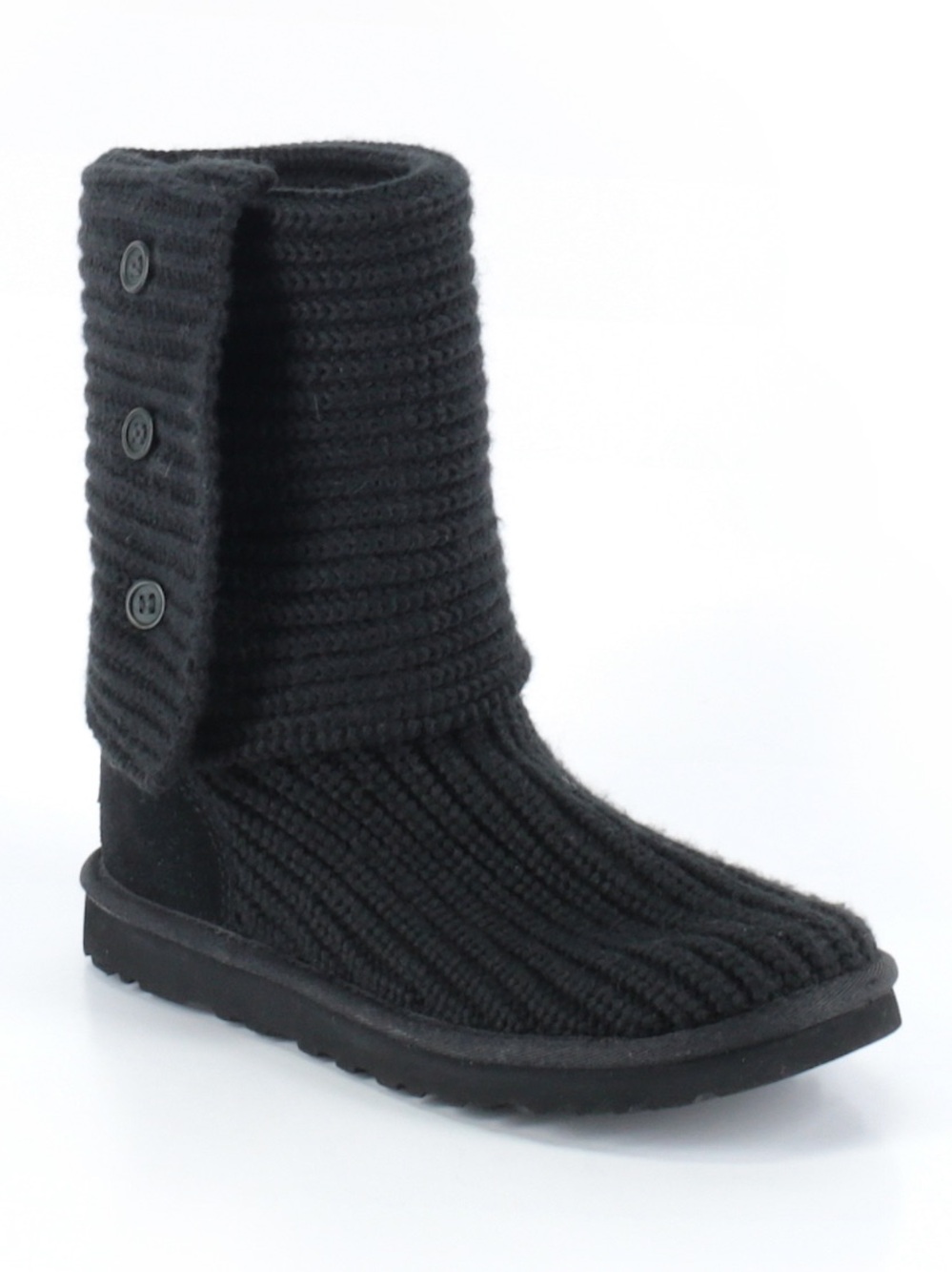 UGG Cozy Knit Buttoned Women's Black Booties - Picture 2 of 3